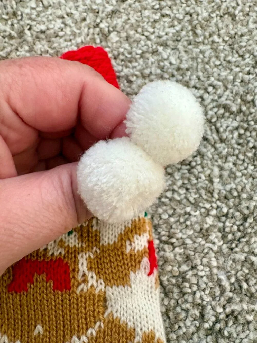 Christmas Stocking Vintage Knit Teddy Bear ABC Blocks 13